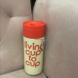 NWT ban.do Cream and Red Travel Thermos Bottle
